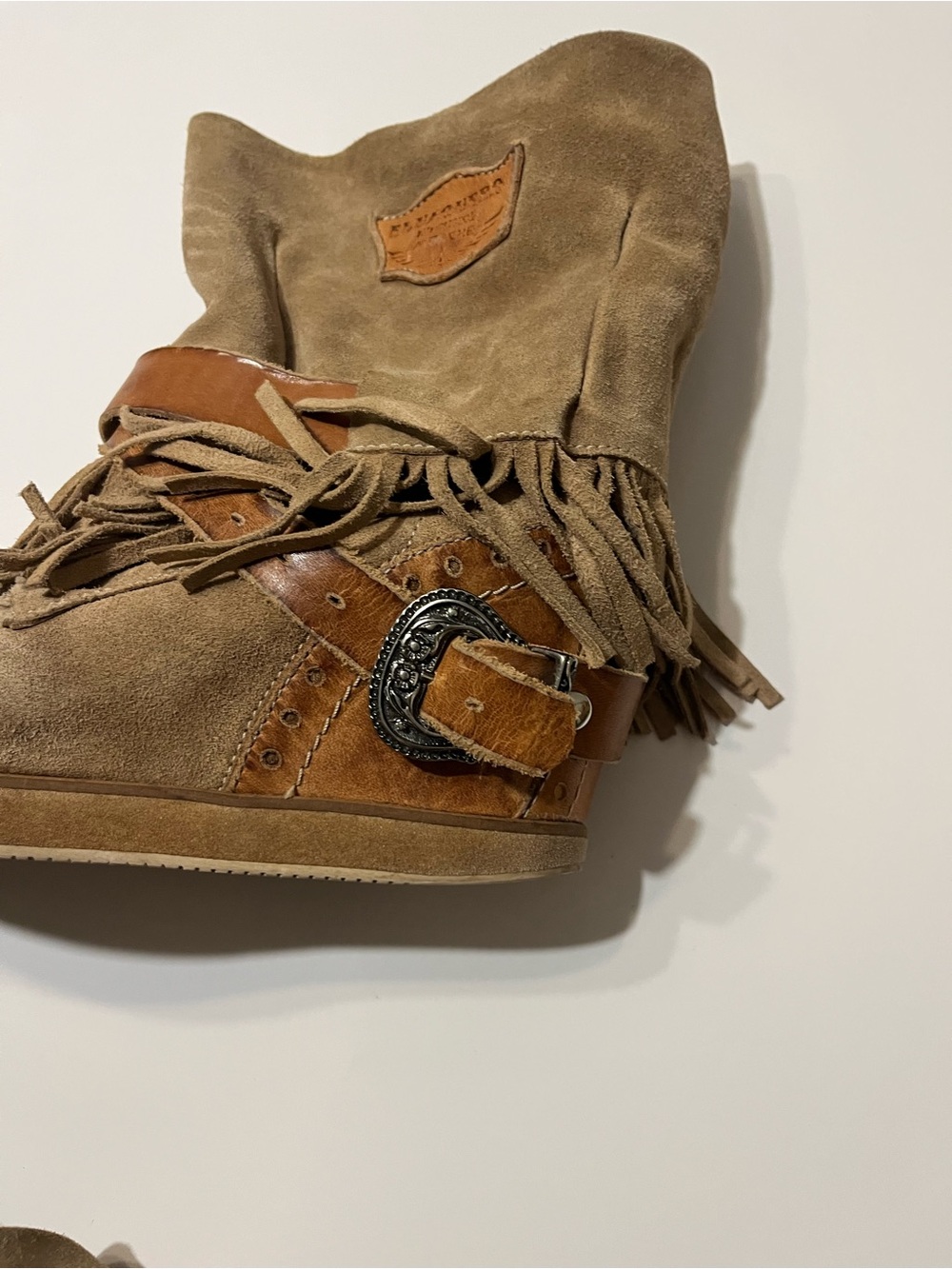 El Vaquero Apache Fringe Moccasin Boots | EU 40 US 9 | Handmade Italian Suede - Picture 3 of 11